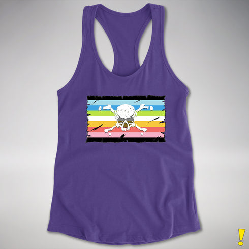 Queer Pride Pirate Flag Racerback Tank - Purple